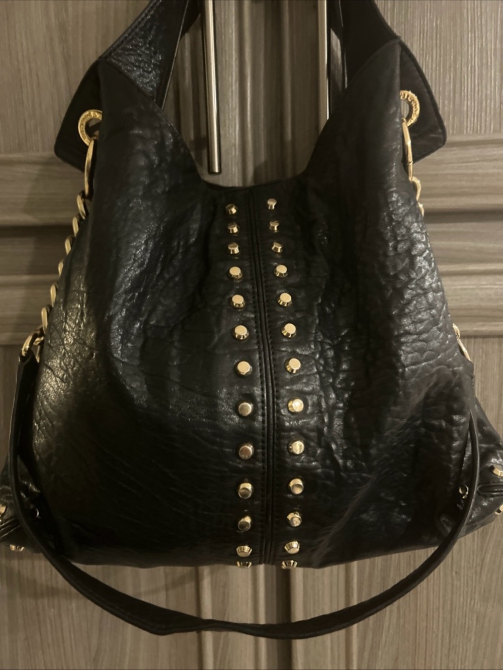 Michael Kors Uptown Astor Hobo in black leather w/gold studs retail $450 - Picture 7 of 7